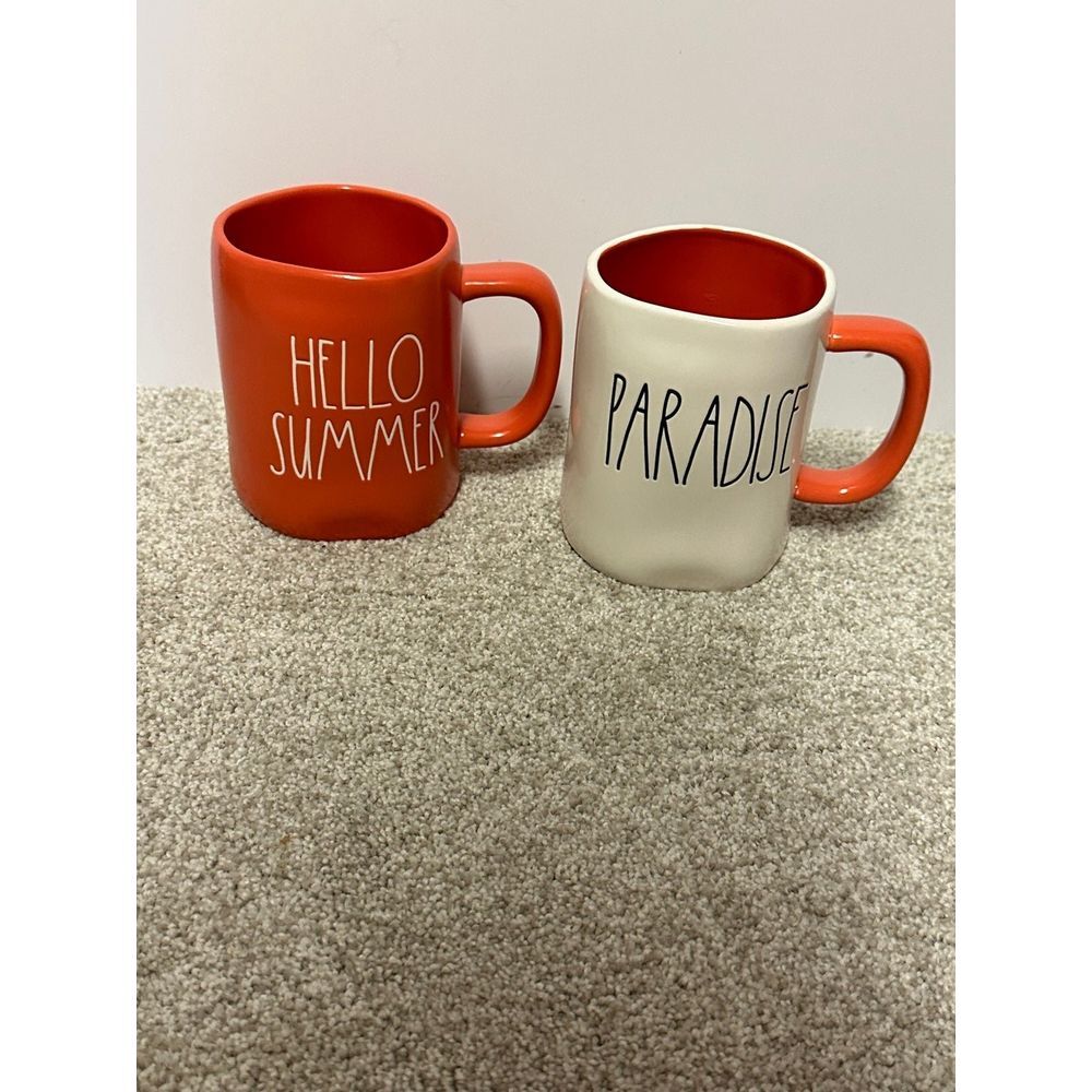 Rae Dunn HELLO‎ SUMMER and PARADISE summer mugs